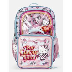Hello Kitty Niñas Mochila de Niña de 17" You Glow con Audífonos y Lonchera, Juego de 3 Piezas, Rosa